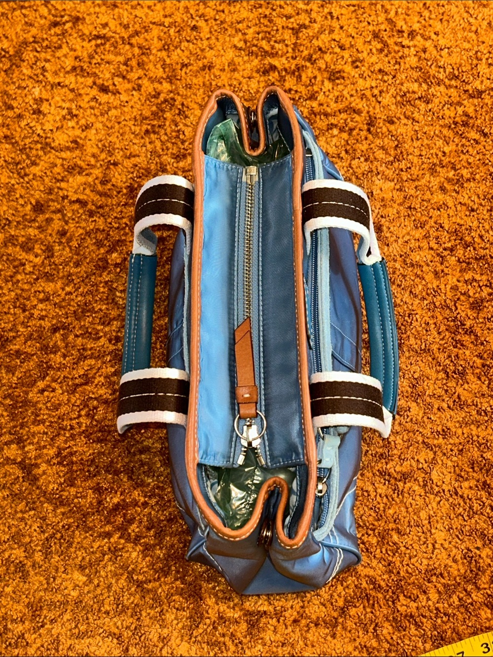 Coach Blue Satchel with Light Blue Trim and Dual Handles - Picture 5 of 9